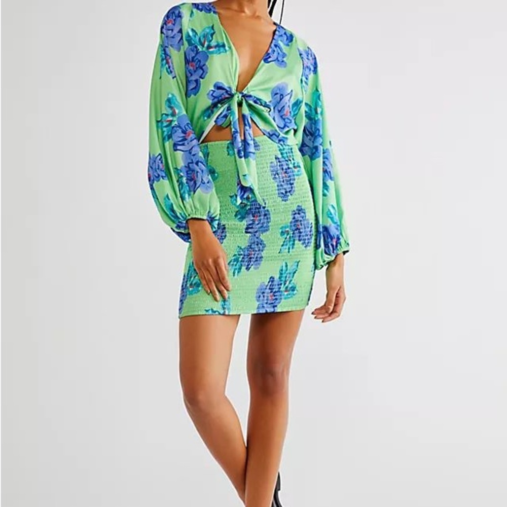 NWT Free People Cassie Floral Mini Resort Style Dress - size XS